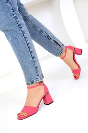 Fuchsia Matte Satin Women's Classic Heeled Shoes 19237