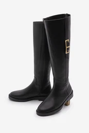 Women's Belt Buckle Casual Boots Alges Black