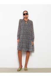 Tie Collar Straight Long Sleeve Maternity Dress