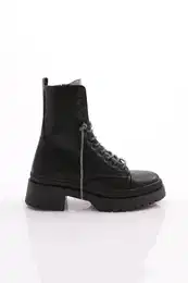 K9018 Women's Lace-up Crystal Stone Boots Black
