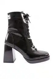 4065 Front Lace-Up Round Toe Women's Heeled Boots.