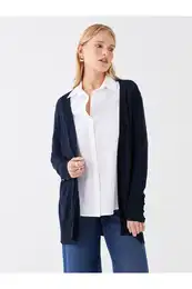 Shawl Collar Plain Long Sleeve Women's Knitwear Cardigan
