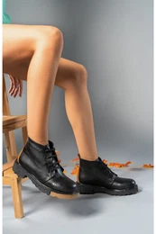 Women's Black Skin Shearling Boots 0012900