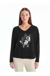 LCW V-neck Patterned Women's T-shirt