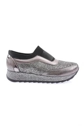 Akt-03-23y Women's Thick Sole Silver Stone Sneakers Shoe