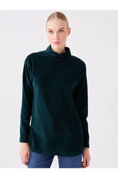 Lcw Stand Collar Plain Long Sleeve Velvet Women's Tunic