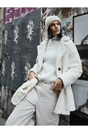 High Collar Plain Long Sleeve Women's Knitwear Sweater