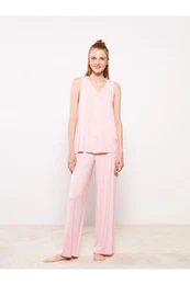 Women's V-Neck Plain Pajamas Set