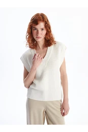 V Neck Textured Women's Knitted Sweater