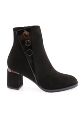 406 Women's Row Buckle Side Zipper Heeled Boots