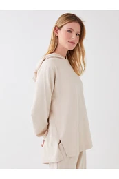 Hooded Plain Long Sleeve Women's Pajama Top