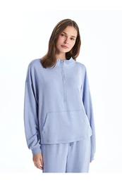 LCW Young Dark Lilac Stand Collar Oversize Women's Pajama Top