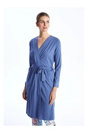 Lcw Shawl Collar Plain Long Sleeve Women's Dressing Gown