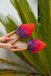 NANTAI SHOES Viana Orange Knitted Purple Fuchsia Women's Slippers with Tassel Detail.