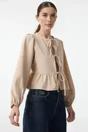 Stone Tie Detailed Regular/Normal Pattern Flexible Knitted Blouse