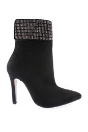4246 Women's Pointed Toe Crystal Stones Thin Heeled Boots.