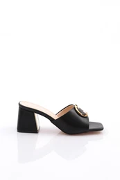 24153 Women's H Letter Embroidered Heeled Slippers