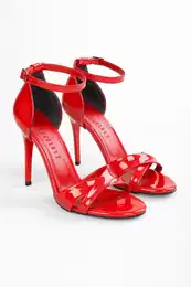 Women's Elza Red Patent Leather Strap Heeled Shoes