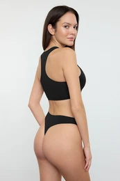 Black Ribbed Unlined Knitted Underwear Set