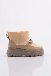Es808 Women's Thick Chain Accessory Pearl Stone Boots