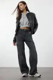 Anthracite High Waist Wide Leg Jeans