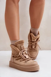 Ankle snow boots on a platform dark beige Tamidra