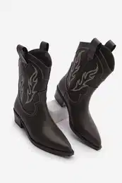 Women's Pointed Toe Embroidered Western Boots Tevlus Brown