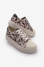 Women's Sneaker Thick Sole Leopard Sports Shoes Larka Beige Leopard