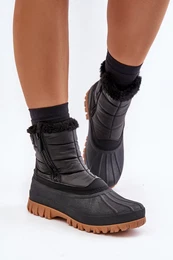 Women's Fur Insulated Snow Boots LCJ-24-44-2866 Black