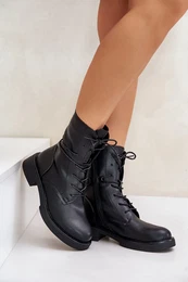 Women's insulated ankle boots eco leather black Ellittia