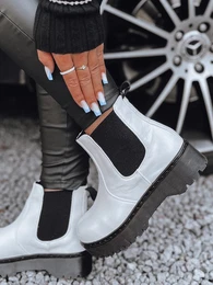 Botki damskie STEPBACK z wysok podeszw biae