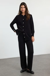 Black Pearl Buttoned Knitwear Bottom-Top Set
