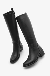 Women's Side Zipper Heeled Boots Levarin Black