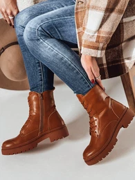 Botki damskie workery STYLOBOSS kamelowe