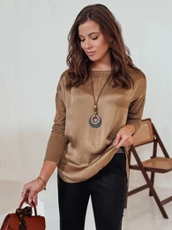 Bluzka damska oversize SILKINEA z wisiorkiem khaki