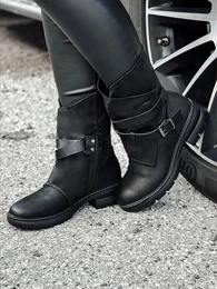 Botki damskie CORALIA na platformie kamelowe