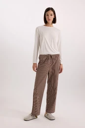 Fall in Love Patterned Elastic Waist Poplin Pajama Bottoms