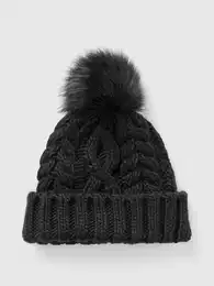 Knitted hat with pompom - Women's