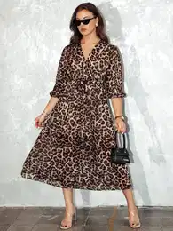 Sukienka damska one size LEOPRINTI midi w panterk