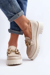 Women's Leather Moccasins with Decoration