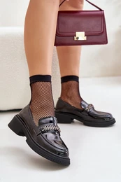 Women's Patent Loafers With Decoration