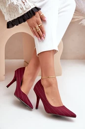 PG2 Fabric women's heels in striped burgundy Tifidra