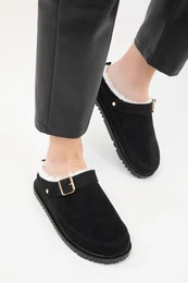 Black Suede Women's Slippers 20023