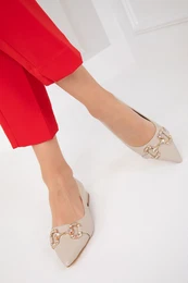 Beige Women's Classic High Heel Shoes 19733