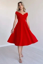 Red A-Cut Woven Dress