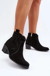 3426 Women's Suede Cowboy Boots Black