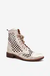 Perforated Leather Boots 2695 Gold Distressed
