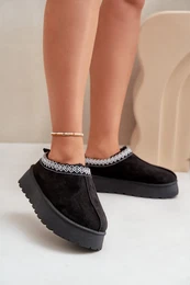 FK1 Snow Slippers On Platform With Embroidery Black Tamilda