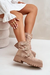 FB2 Warm Women's Boots With Buckles Beige Tiaeliana