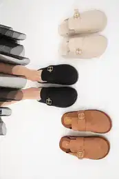 Black Suede Slippers (19910)